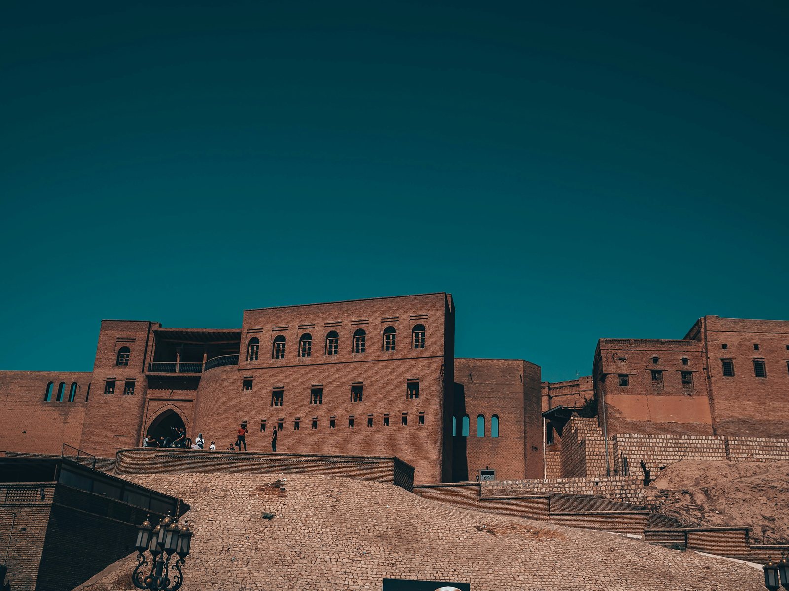 The walls of the Erbil Citadel under a clear sky