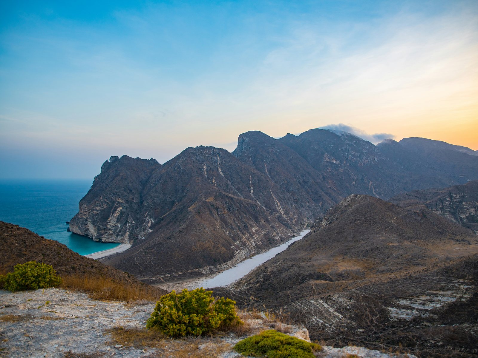 The Dhofar mountains meeting the Arabian Sea near Salalah