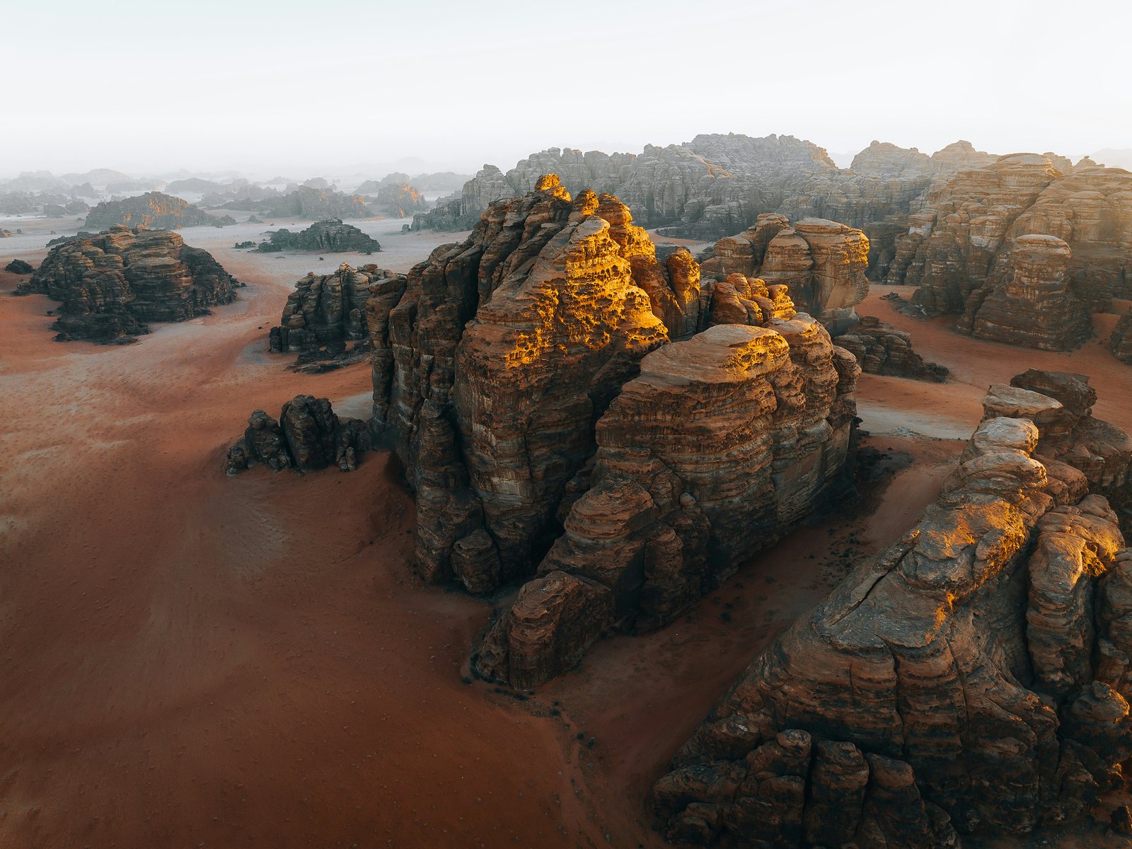 Sandstone rock formations in the Hisma desert, north-west Saudi Arabia